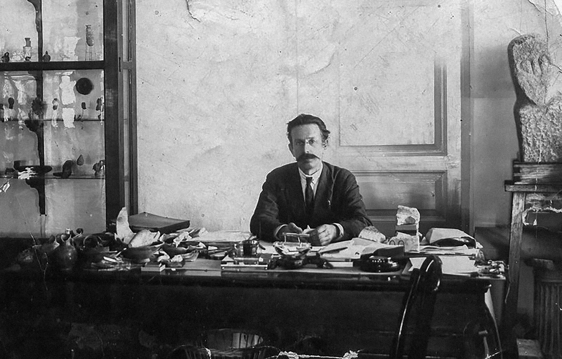Feodosiy Timofiyovych Kaminsky in his office.