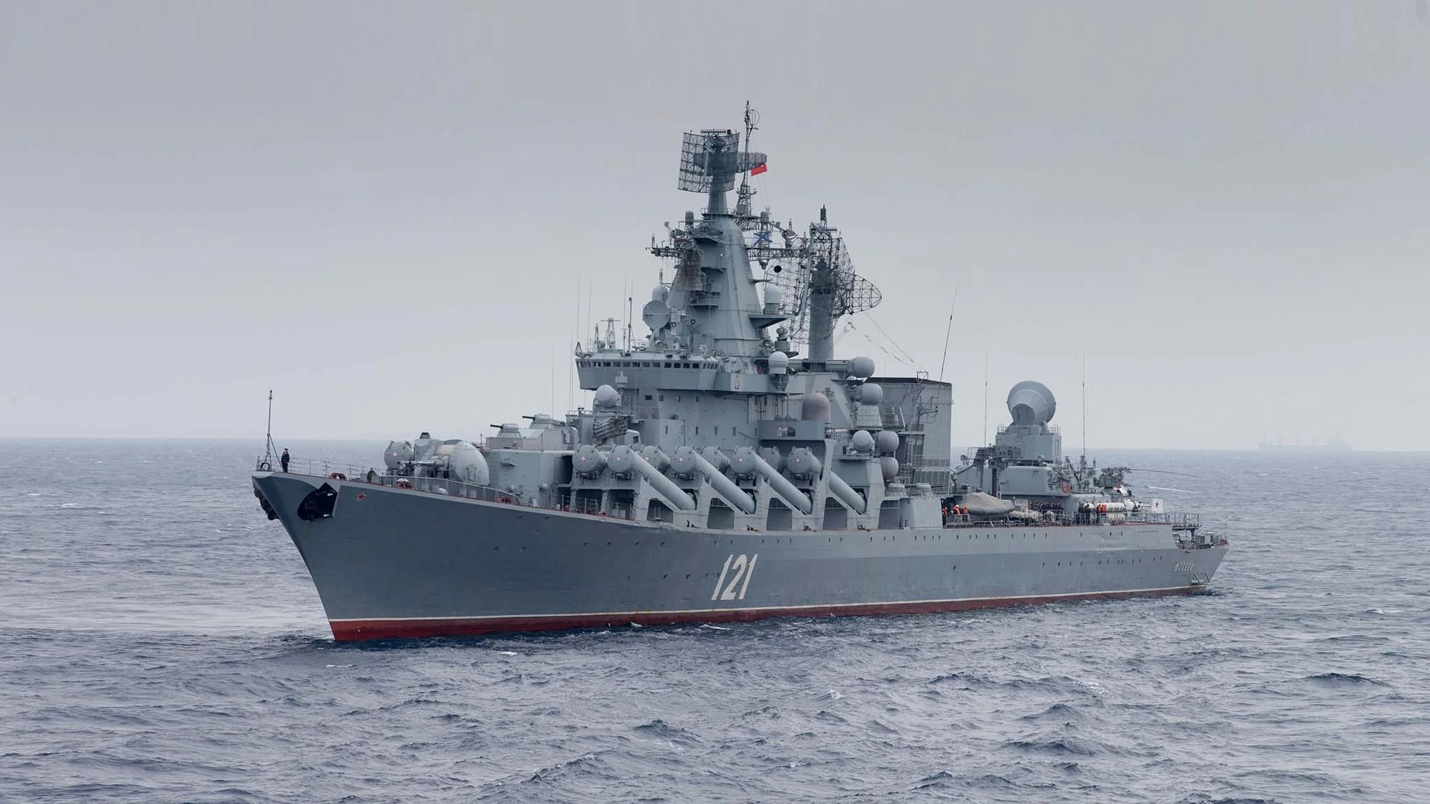 Missile cruiser Moskva was built at the Mykolaiv Shipyard. (Associated Press)