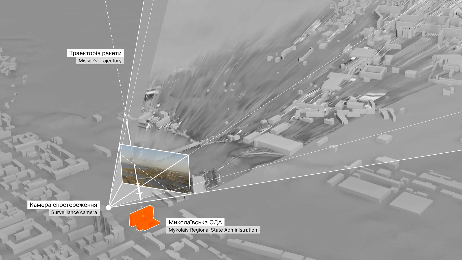 The trajectory of the missile in 3d space. (Center for Spatial Technologies)