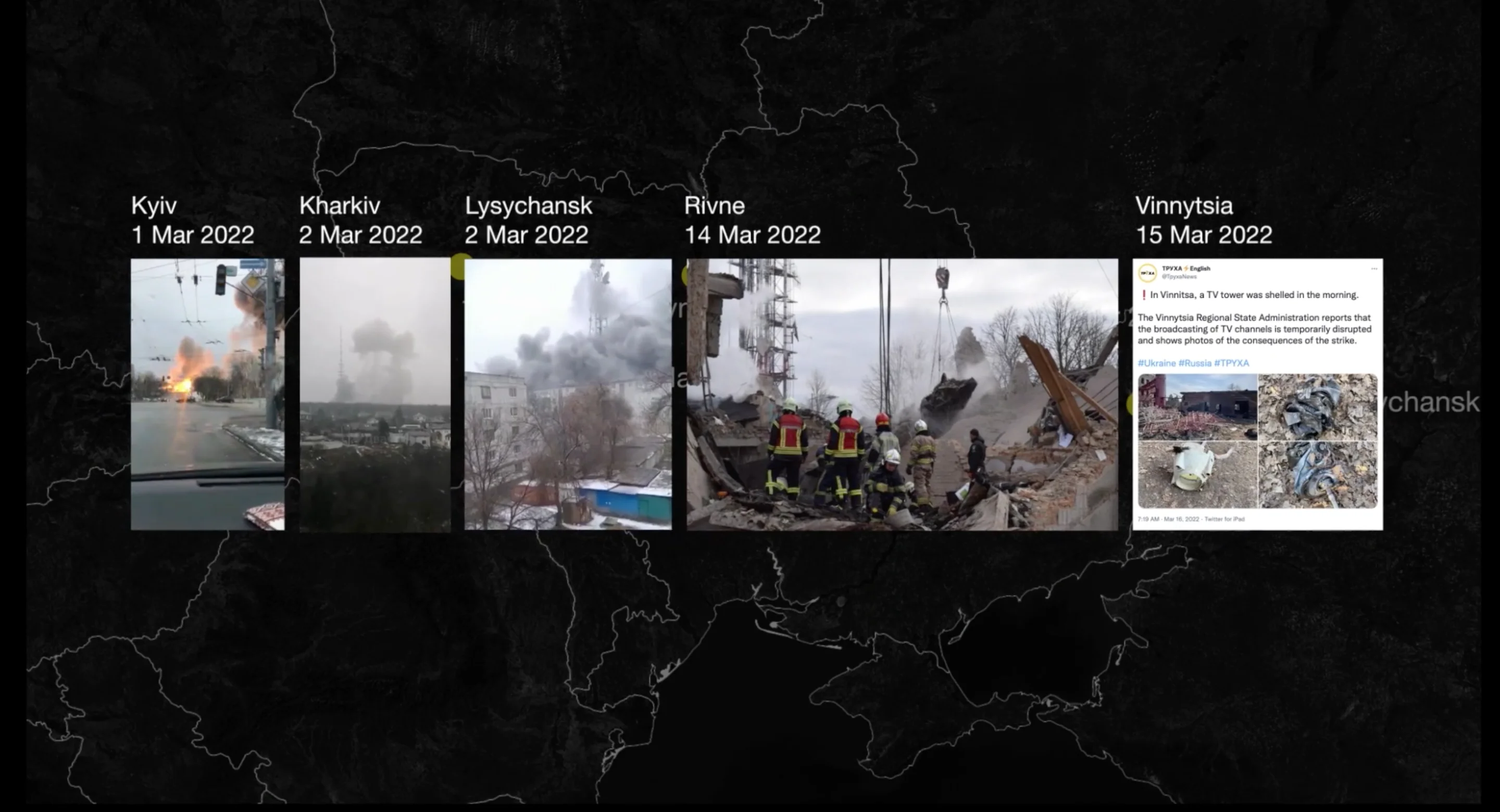 Figure V. More TV towers were attacked across Ukraine.